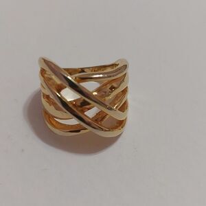 SOLD Gold Tone Wide Band Fashion Ring Women's Size 6.25